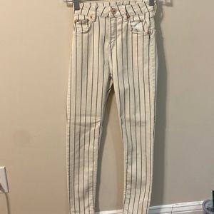 Bershka white jeans with black strips